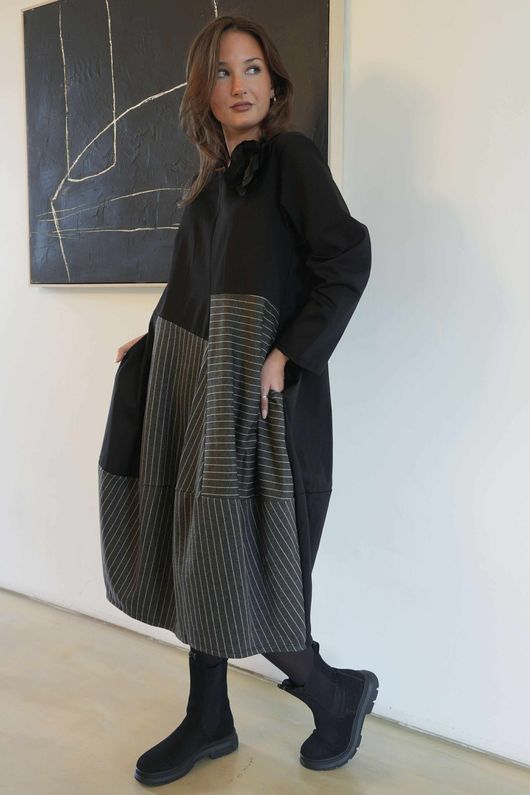 Oscar Remi Cocoon Dress Pin Stripe